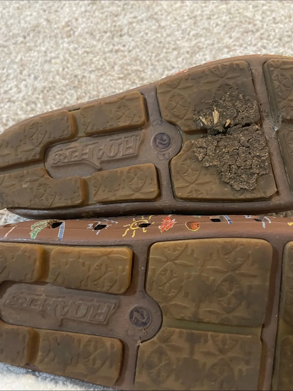 Kids Brown Slip-On Dress Shoes with Crayon Drawings